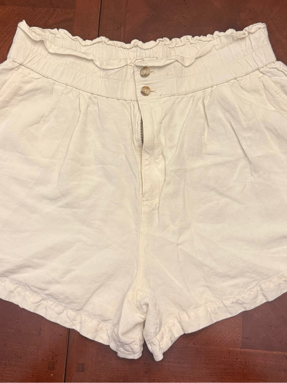 Madewell Linen-Blend Pull-On Paperbag Shorts L-Large